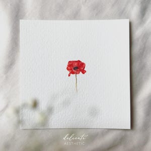 Coquelicot - impression d'art miniature - impression d'après mon aquarelle originale | Esthétique délicate