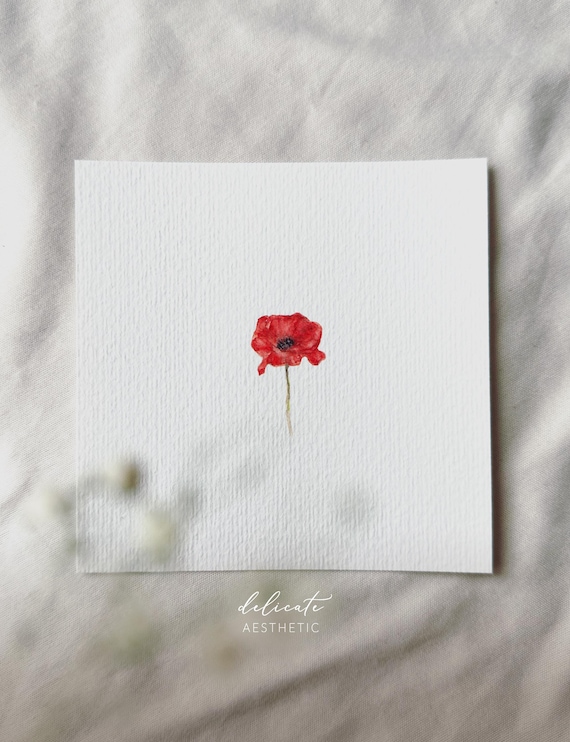Poppy - Miniature Art Print - Print from my original watercolor | DelicateAesthetic