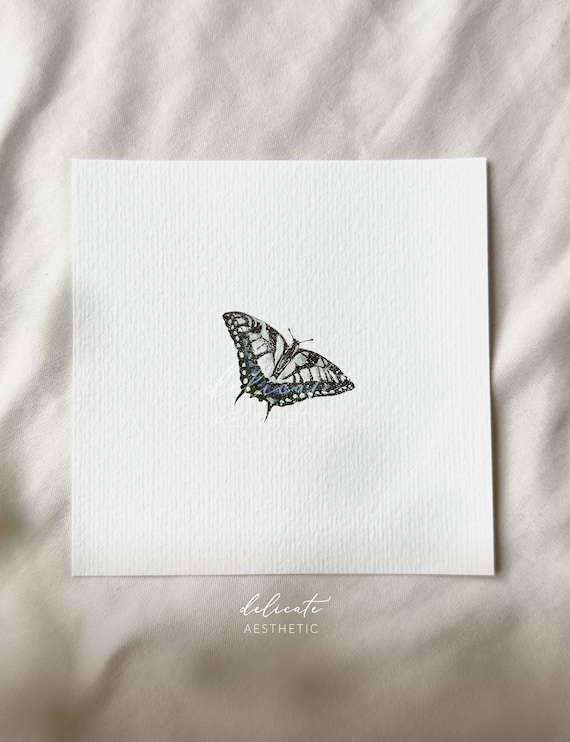 Swallowtail butterfly - miniature art print - print from my original watercolor | DelicateAesthetic