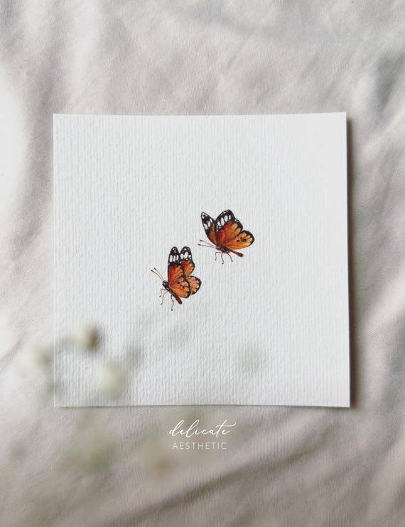 Monarch butterfly - miniature art print - print from my original watercolor painting | DelicateAesthetic