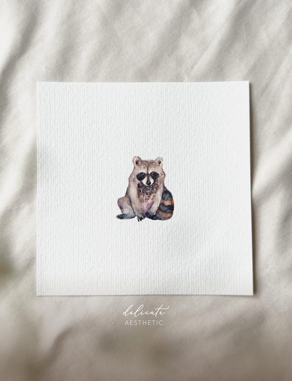 Raccoon - Miniature Art Print - Print after my original watercolor | DelicateAesthetic