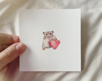 Cute fur nose: Hamster the heart thief - miniature art print based on my original watercolor