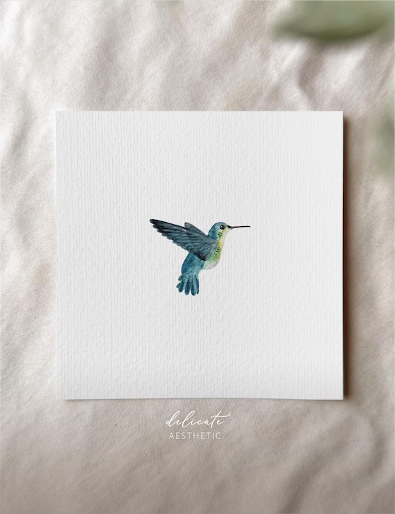 Happy Hummingbird | Miniature Art Print | Print from my Original Watercolor | DelicateAesthetic