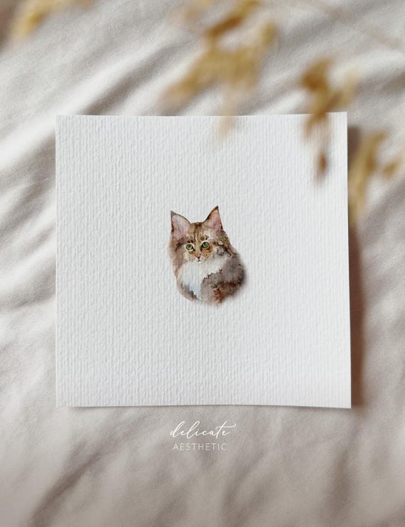 Mountain King: The Norwegian Cat - Miniature Art Print - Print after my original watercolor | DelicateAesthetic