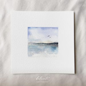 Wide Horizons: Paesaggio lacustre | Stampa artistica in miniatura | Stampa del mio acquerello originale | DelicatoEstetico