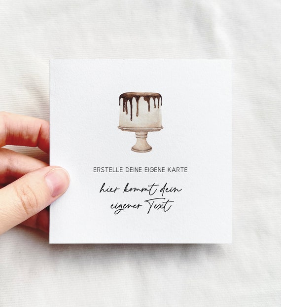 Personalized greeting card, watercolor chocolate cake, birthday, anniversary, congratulations card | DelicateAesthetic