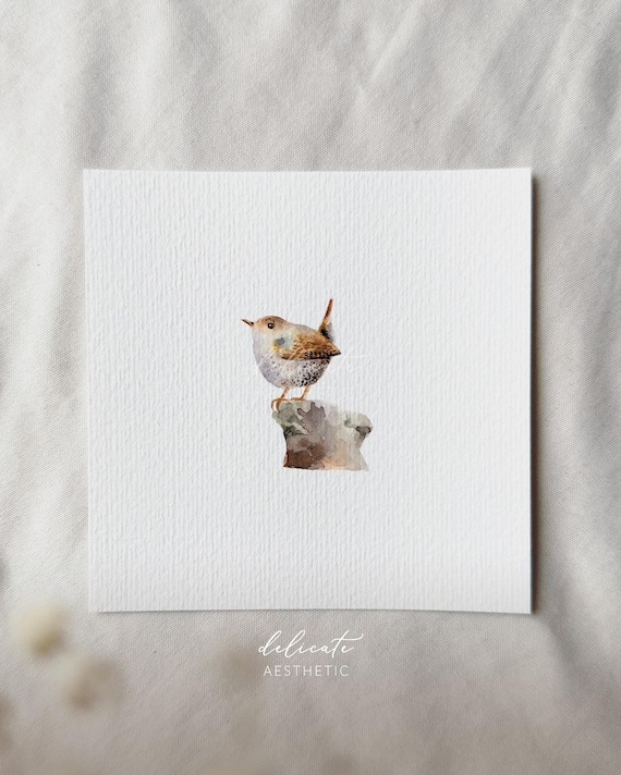Wren - Miniature Art Print - Print from my original watercolor | DelicateAesthetic