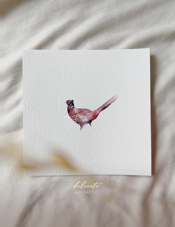 Pheasant - Miniature Art Print - Print after my original watercolor | DelicateAesthetic