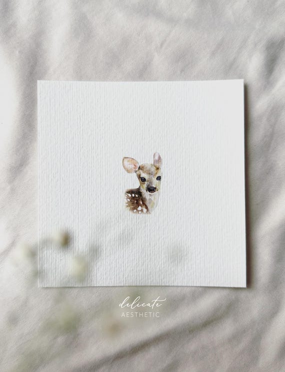 Fawn | Miniature art print | Print after my original watercolor | DelicateAesthetic