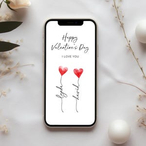 Gepersonaliseerde digitale aquarel eCard - Romantische kaart voor jubileum, Valentijnsdag, liefdeshart, cadeau voor vriendin, vriend-partner