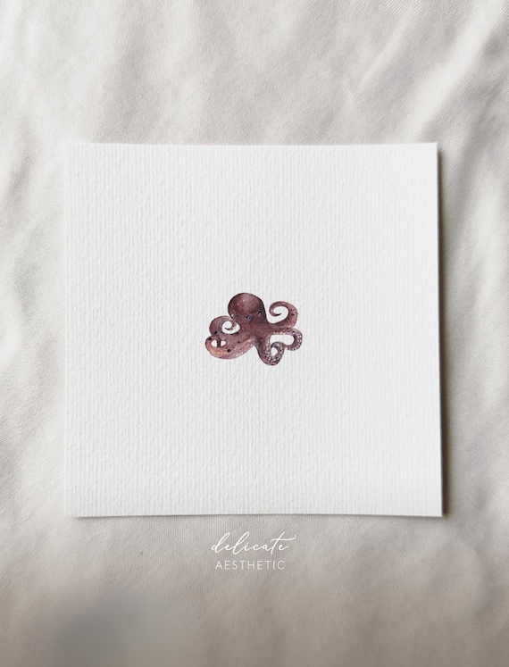 Octopus - Miniature Art Print - Print from my original watercolor | DelicateAesthetic