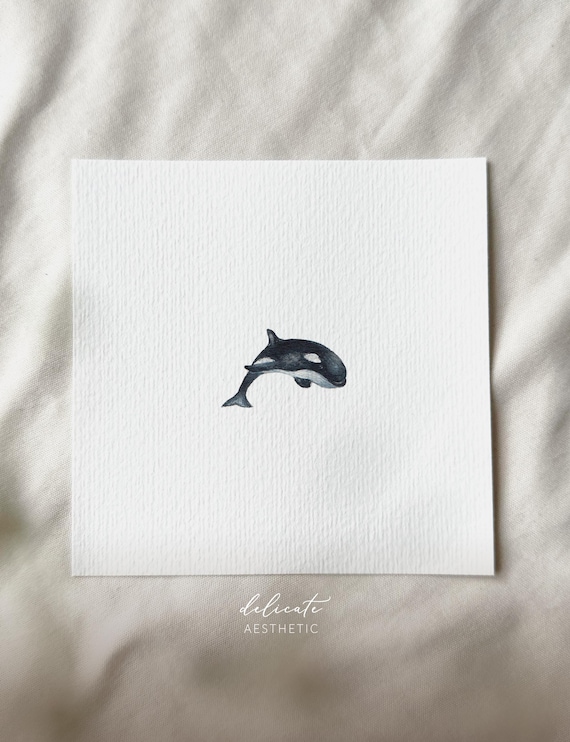 Sea King of the Deep: The Proud Killer Whale - Miniature Art Print - Print from my Original Watercolor | DelicateAesthetic