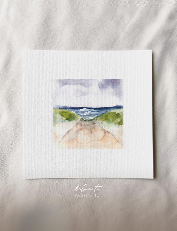 Baltic Sea landscape | Miniature art print | Print after my original watercolor | DelicateAesthetic