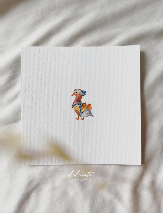 Mandarin Duck - Miniature Art Print - Print from my Original Watercolor | DelicateAesthetic