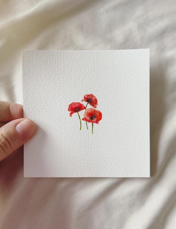 Poppies | Miniature Art Print | Print from my Original Watercolor | DelicateAesthetic