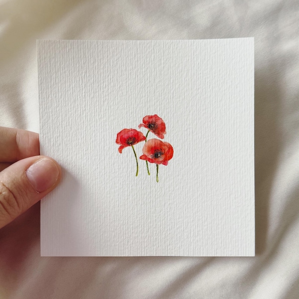 Poppies | Miniature Art Print | Print based on my original watercolor | DelicateAesthetic