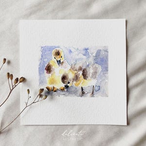 Patos bajo la luz del sol - impresión artística en miniatura - impresión según mi acuarela original | Estética delicada