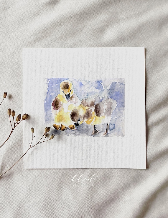 Ducks in the Sunlight - Miniature Art Print - Print from my Original Watercolor | DelicateAesthetic