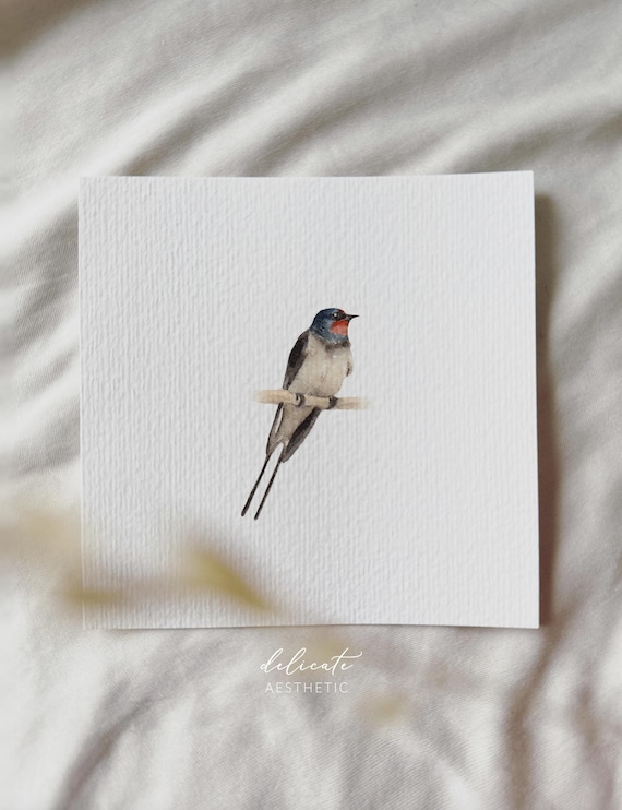 Swallow - Miniature Art Print - Print after my original watercolor | DelicateAesthetic
