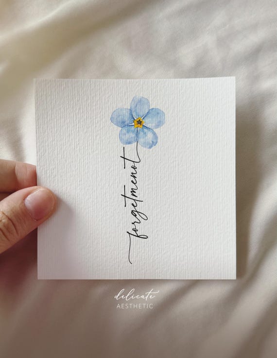 Forget-me-not flower - Personalized miniature art print from my original watercolor painting - DelicateAesthetic