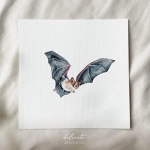 Vleermuis - miniatuur kunstdruk - afdruk naar mijn originele aquarel | Delicate esthetiek