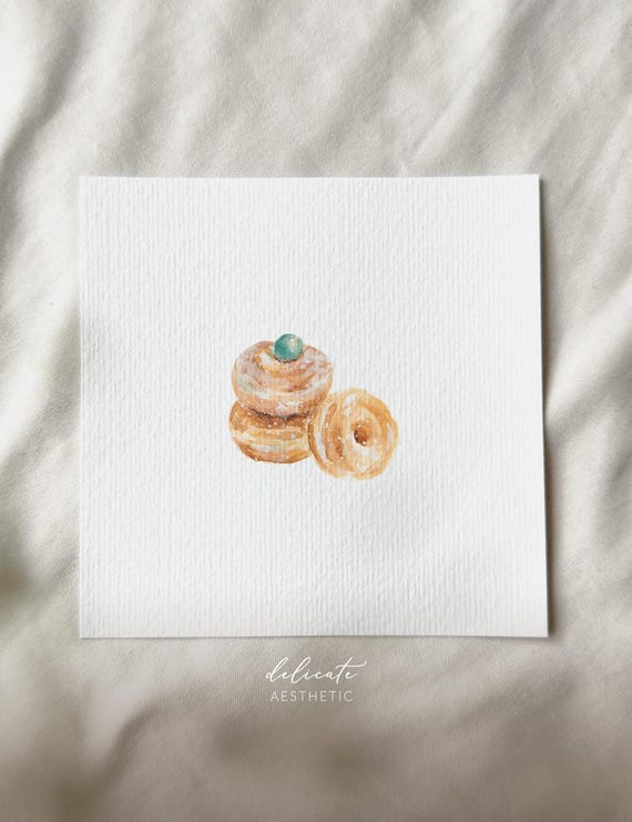 Sweet Donuts - Miniature Art Print - Print from my Original Watercolor | DelicateAesthetic