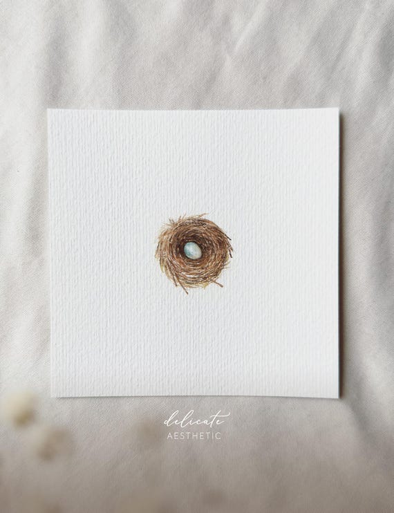 Nest | Miniature art print | Print after my original watercolor | DelicateAesthetic