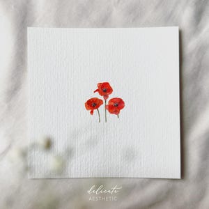 Mohnblumen Trio - Miniatur Kunstdruck - Druck nach meinem Original Aquarell | DelicateAesthetic