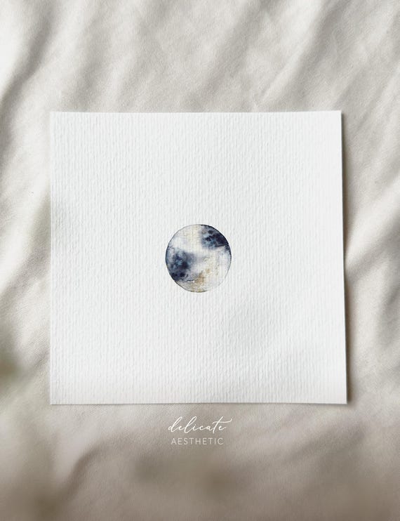 Full Moon - Miniature Art Print - Print from my original watercolor | DelicateAesthetic