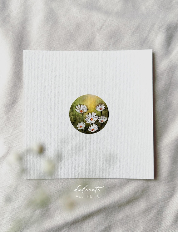 Daisy - Miniature Art Print - Print from my original watercolor | DelicateAesthetic