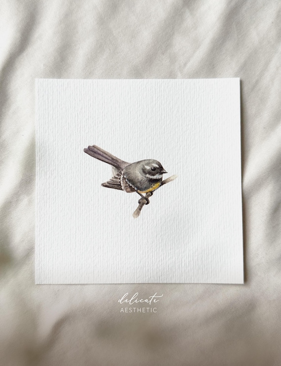 Fantail in the morning light - miniature art print - print from my original watercolor | DelicateAesthetic