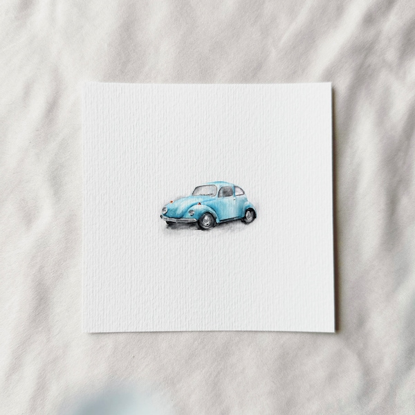 Käfer Auto - Miniatur Kunstdruck von Original Aquarell