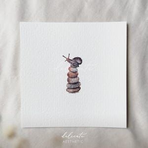 Slak - Miniatuur kunstdruk - Afdruk van mijn originele aquarel | DelicateAesthetic