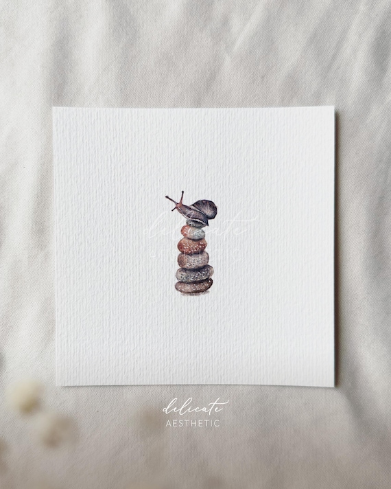 Snail - Miniature Art Print - Print from my original watercolor | DelicateAesthetic
