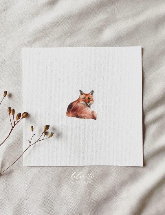 Red Fox - Miniature Art Print - Print from my original watercolor | DelicateAesthetic