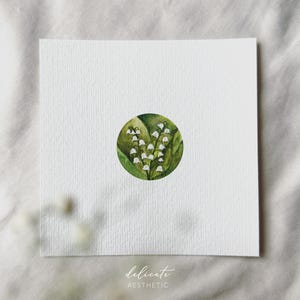 Belgeluid van de lente: lelietje-van-dalen | Miniatuur Kunstdruk | Afdruk naar mijn originele aquarel | DelicateEsthetiek