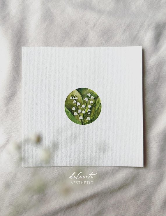 Bell Sound of Spring: Lily of the Valley | Miniature Art Print | Print after my Original Watercolor | DelicateAesthetic