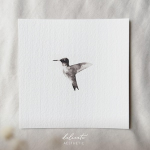 Petit miracle de la nature : le colibri | Impression d'art miniature | Impression d'après mon aquarelle originale | Esthétique délicate
