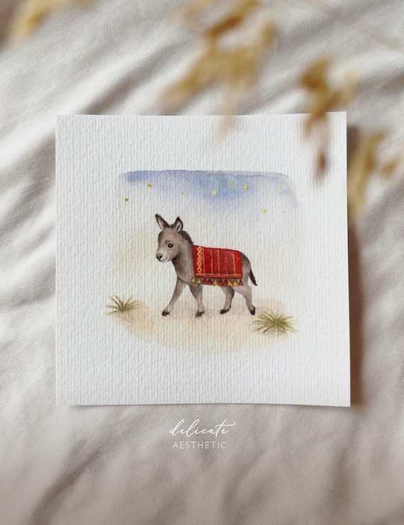 Donkey - The Little Star Wanderer - Miniature Art Print - Print based on my original watercolor | DelicateAesthetic
