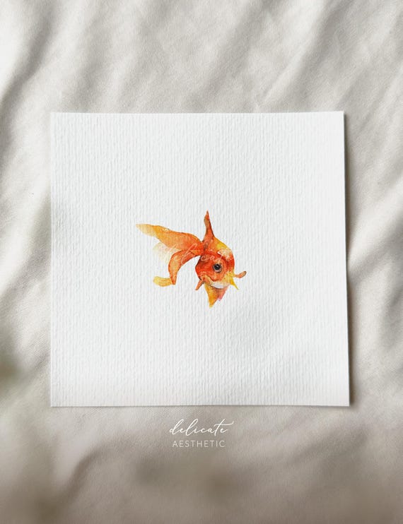 A glimpse into the underwater world: Goldfish - Miniature art print - Print after my original watercolor | DelicateAesthetic