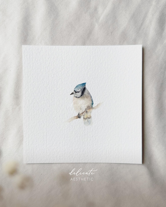 Skystormer: Blue Jay - Miniature Art Print - Print from my Original Watercolor | DelicateAesthetic