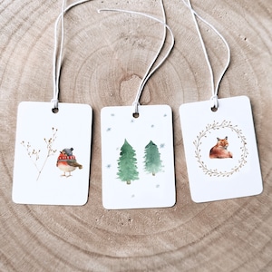 Geschenkanhänger 3-er Set: Weihnachtszauber nach Miniatur Original Aquarellen - Weihnachten, Winter | DelicateAesthetic