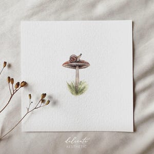 Pequeño caracol en el bosque - impresión artística en miniatura - impresión según mi acuarela original | Estética delicada