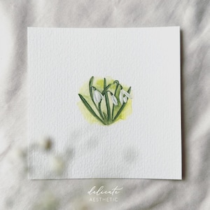 Frühlingsboten: Schneeglöckchen - Miniatur Kunstdruck - Druck nach meinem Original Aquarell | DelicateAesthetic