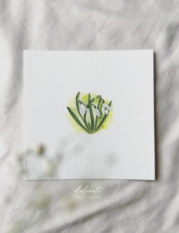 Heralds of Spring: Snowdrops - Miniature Art Print - Print after my original watercolor | DelicateAesthetic
