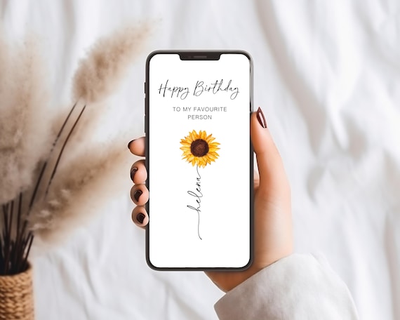 Personalized digital watercolor eCard - Watercolor monthly flower with name, Valentine's Day, love, gift, girlfriend, boyfriend, partner, family
