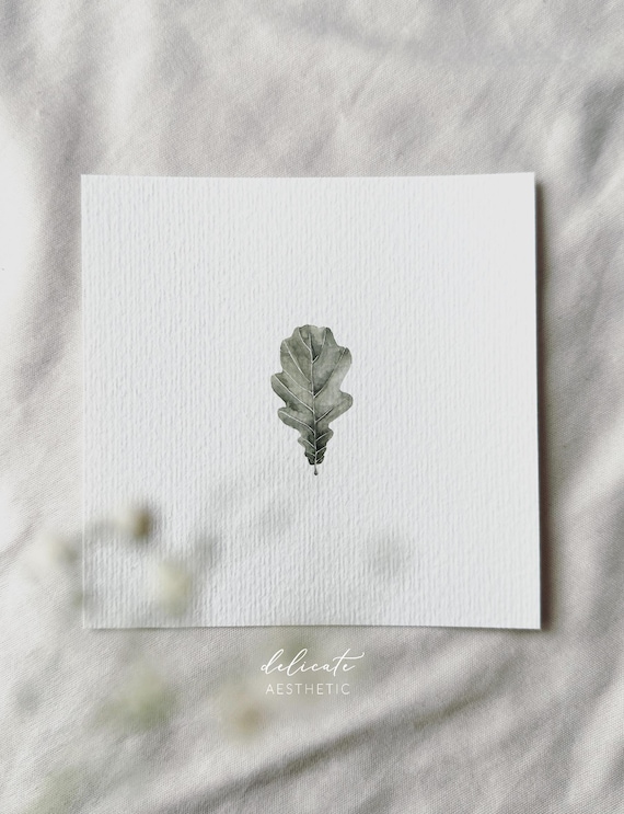 Acorn Leaf - Miniature Art Print - Print after my original watercolor | DelicateAesthetic