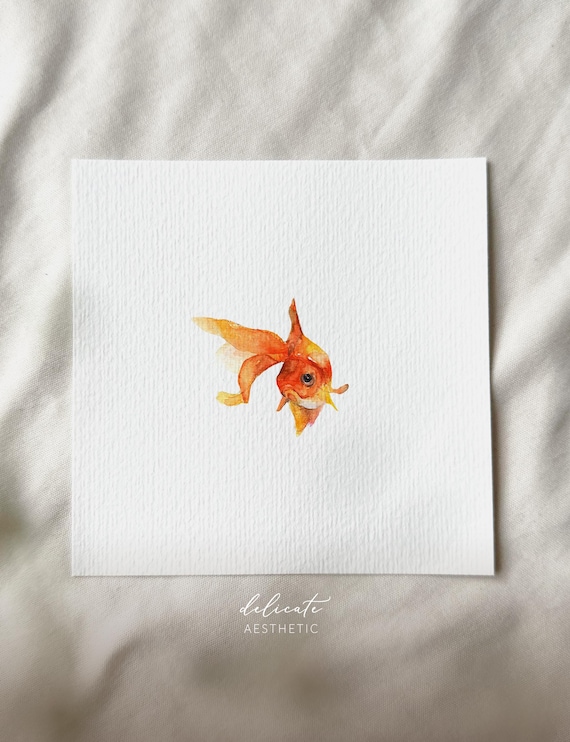 A glimpse into the underwater world: Goldfish - miniature art print - print after my original watercolor | DelicateAesthetic