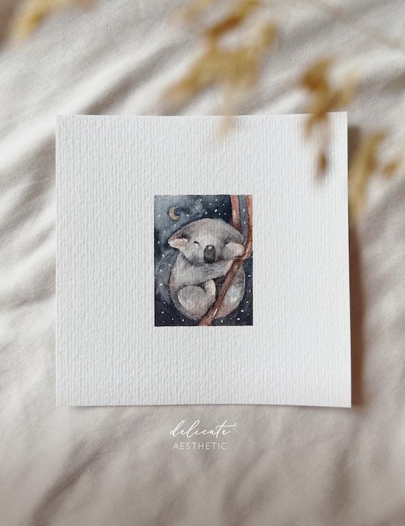 Koala the Sleepyhead | Miniature Art Print | Print from my Original Watercolor | DelicateAesthetic