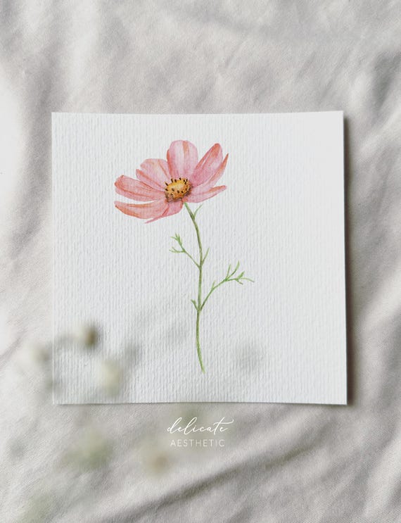 Cosmos - Miniature Art Print - Print after my original watercolor | DelicateAesthetic